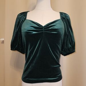 Rachel Roy Emerald Green Velvet-like Top Size XS Great For St. Pat's Day Party